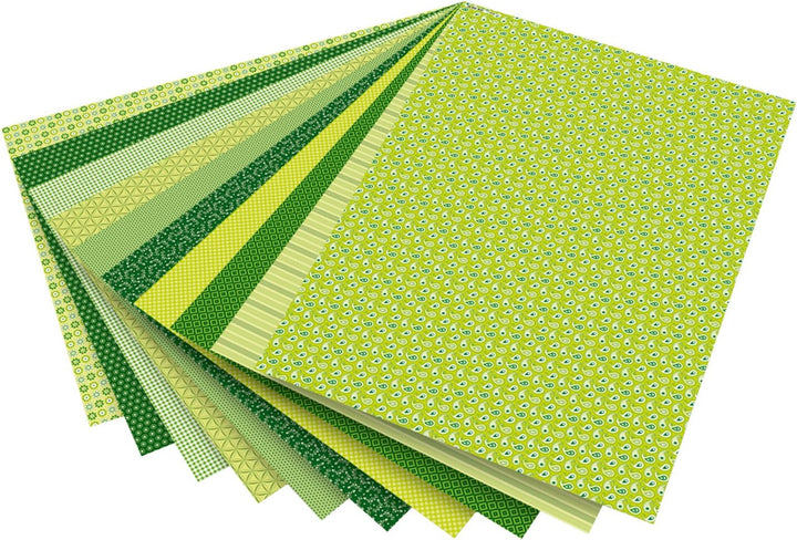 folia 46549 - Motivblock Basics grün sortiert, 24 x 34 cm, 30 Blatt, 10 x Motivkarton, 10 x Motivpap