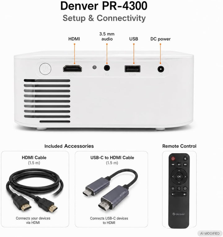 Denver Mini Beamer, Projektor, Mini Projector, 400 ANSI, LED, Bluetooth