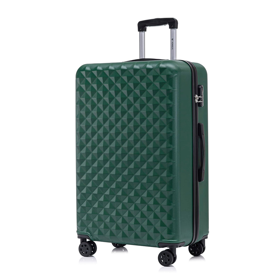 Koffer Suitcase XL Dunkelgrün, Trolley Reisekoffer, Rollkoffer Handgepäck mit 4 Rollen 360°, Hartsch