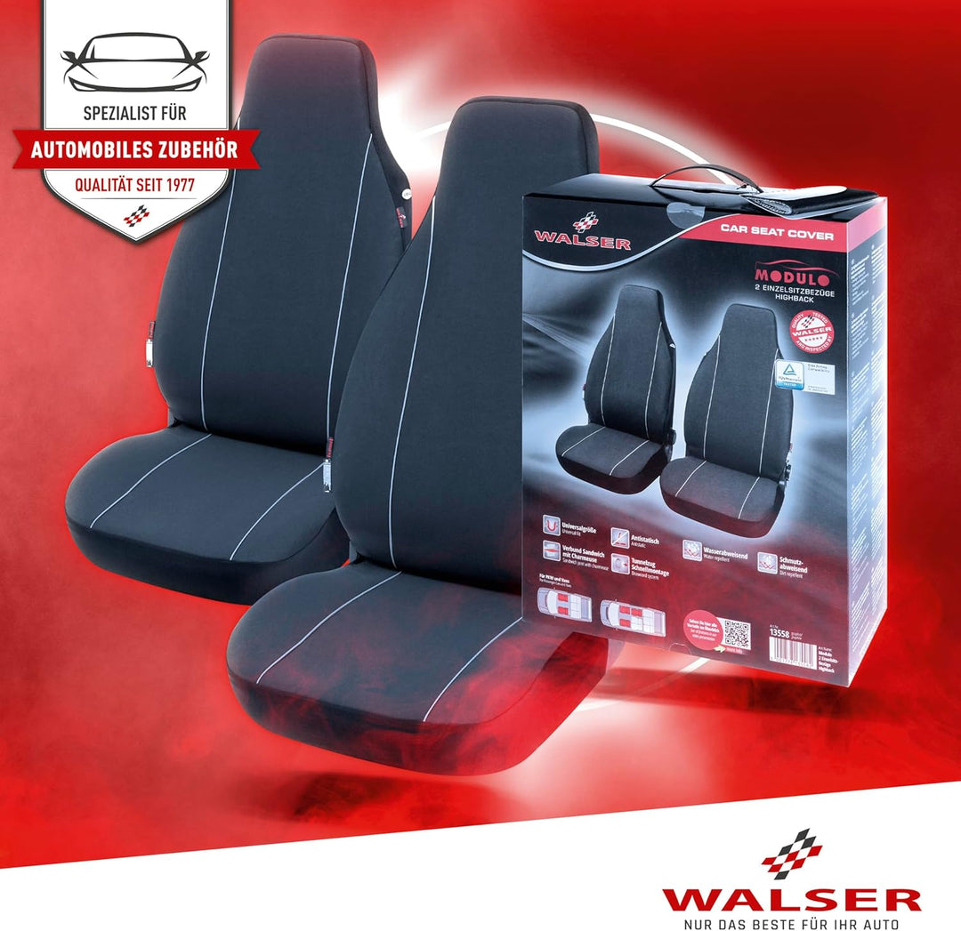 Walser Auto-Sitzbezug Modulo, 2 Vordersitzbezüge, Universal Auto-Schonbezüge für Highbacksitze, Univ