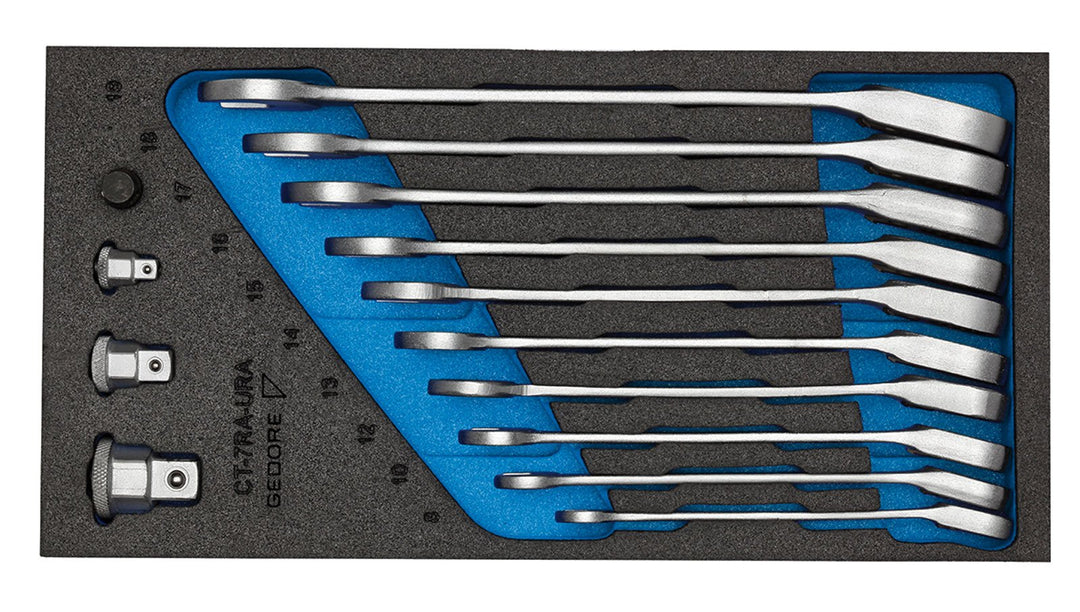 GEDORE 1500 CT1-7 URA Satz Maulschlüssel mit Ringratsche umschaltbar in Check-Tool-Modul, 1 Stück