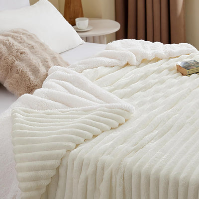 WAVVE Decke Sherpa Kuscheldecke Flauschig Creme - Extra Warme Dicke Weiche Grobe Kordecke Sofaüberwu