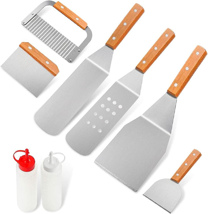 Home Safety Grillbesteck Set - 8-TLG Grillspachtel Set Werkzeugset, Profi BBQ Zubehör Grillwender au
