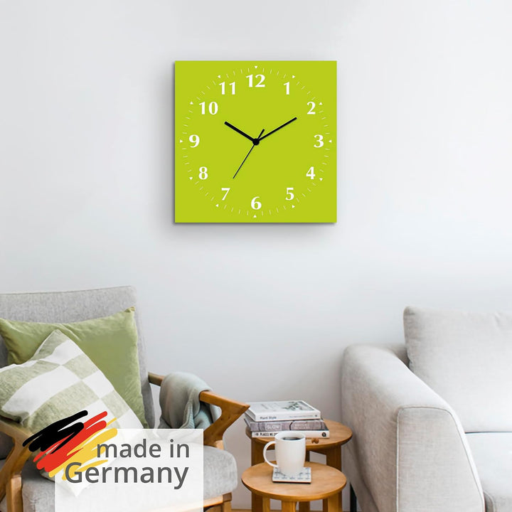 ARTLAND Wanddeko Wanduhr ohne Tickgeräusche Alu Quarzuhr 30x30 cm Quadratisch Lautlos 12 Ziffern Far