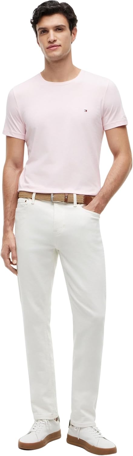 Tommy Hilfiger Herren T-Shirt Kurzarm Stretch Slim Fit Tee Rundhalsausschnitt XXL Pink (Pink Lily),