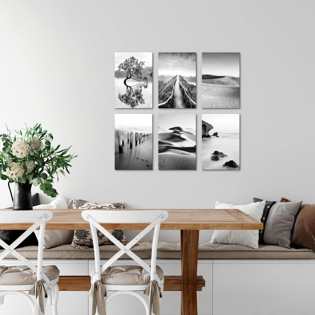 Novart Wandbilder Set - KOMPLETT AUFHÄNGFERTIG - Made in Germany - Moderne Bilder Landschaft Sand Na