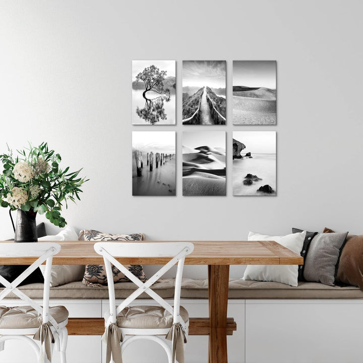 Novart Wandbilder Set - KOMPLETT AUFHÄNGFERTIG - Made in Germany - Moderne Bilder Landschaft Sand Na