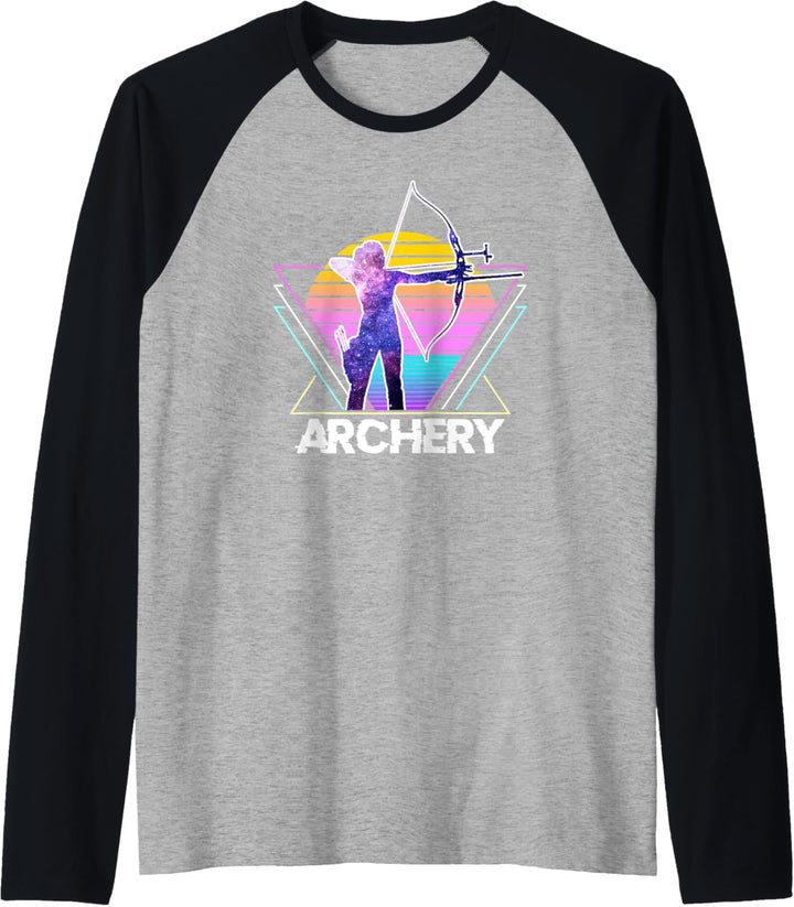 Bogenschiessen Sport Retro Vintage Vaporwave 90er Jahre Raglan