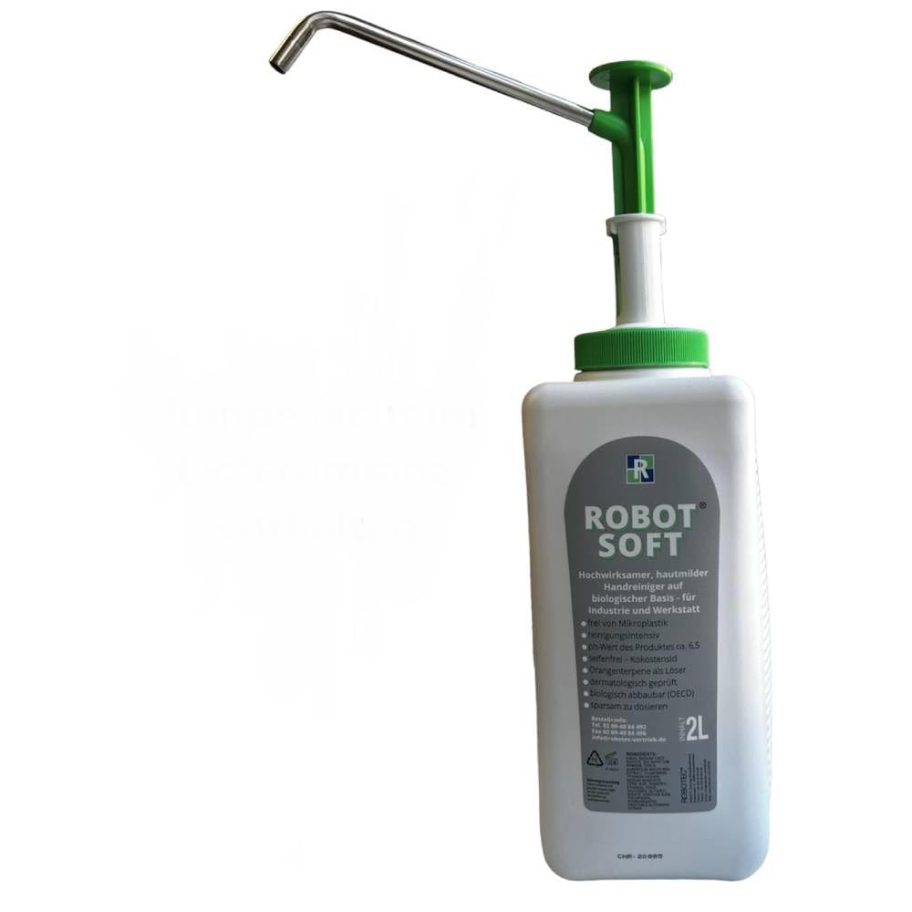 Dosierpumpe für 2-Liter-Kartuschen, Pumpaufsatz aus Edelstahl, robust, langlebig, in grün/weiss