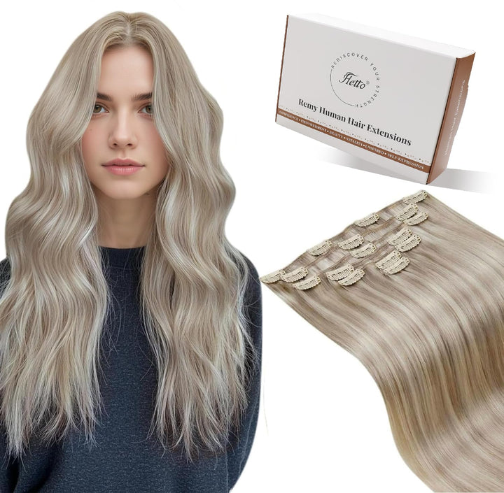 Hetto Blond Clip in Extensions Echthaar Remy Extensions Clip in Echthaar Highlight Clip in Haarverla