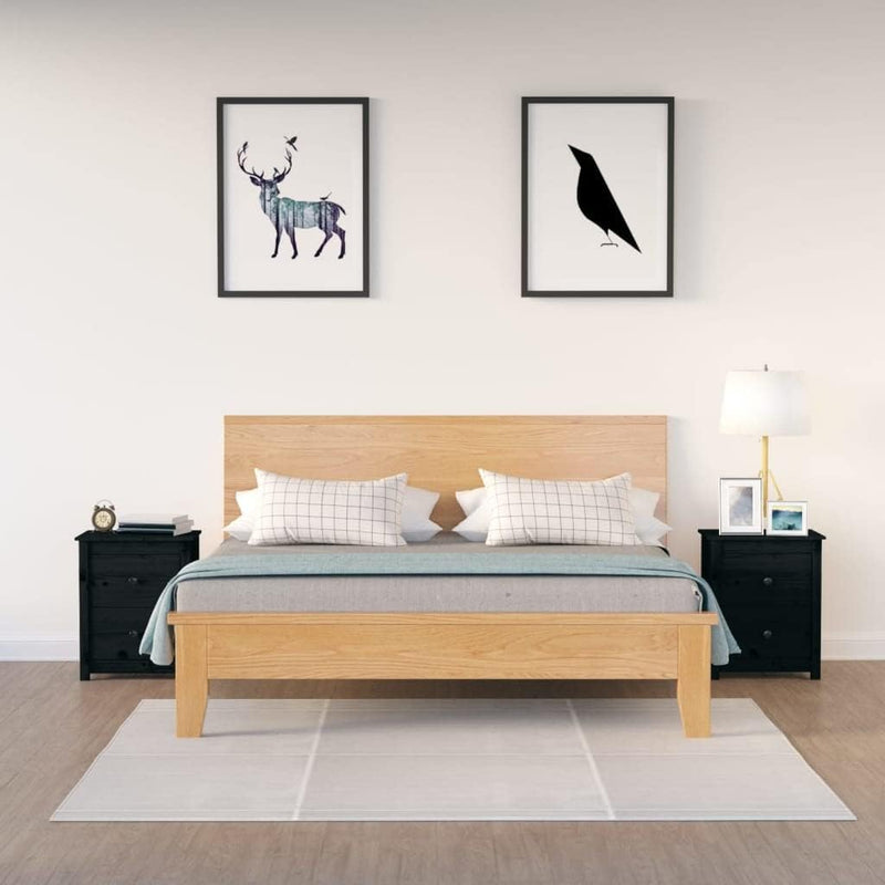 FIRBNUS Bedside Table Nachtkonsole Beistelltisch mit Stauraum Night Stand Nachttische 2er Set Schwar