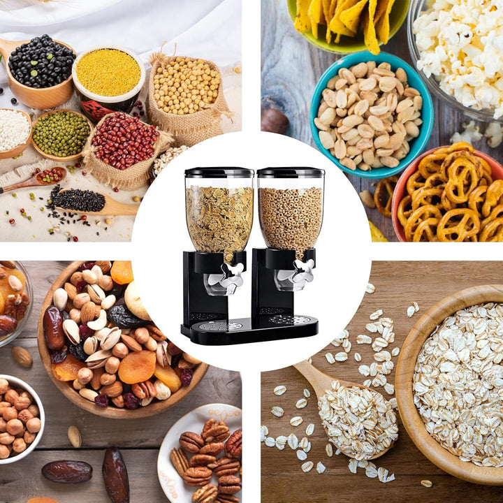 Müslispender doppelt, 2L Lebensmittelspender aus Kunststoff,Cornflakes,Süssigkeiten,Süssigkeiten und