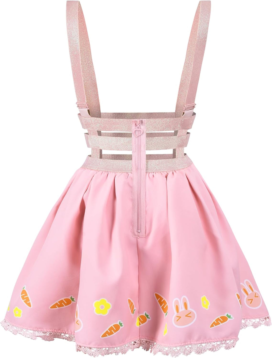 Landofgenie Damen Overalls Kawaii Rock Rosa Röcke High Waisted Mini Rock Overall Rock Romper Plus Si