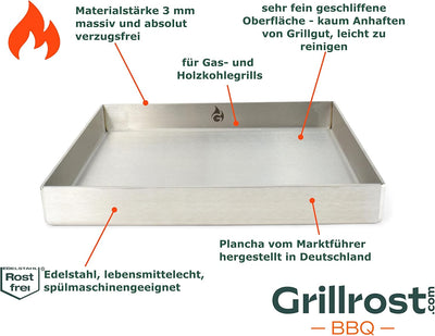 Edelstahl Grillplatte | Plancha | Wanne 30x25cm - Universalgrösse - rundum verschweisst | extra Mass