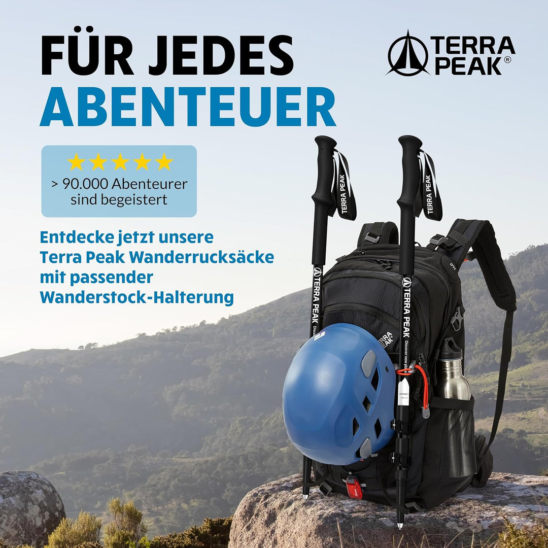Terra Peak® Premium Wanderstöcke Teleskop ultra-leicht, ausziehbar aus Carbon o. Aluminium INKL. Mik