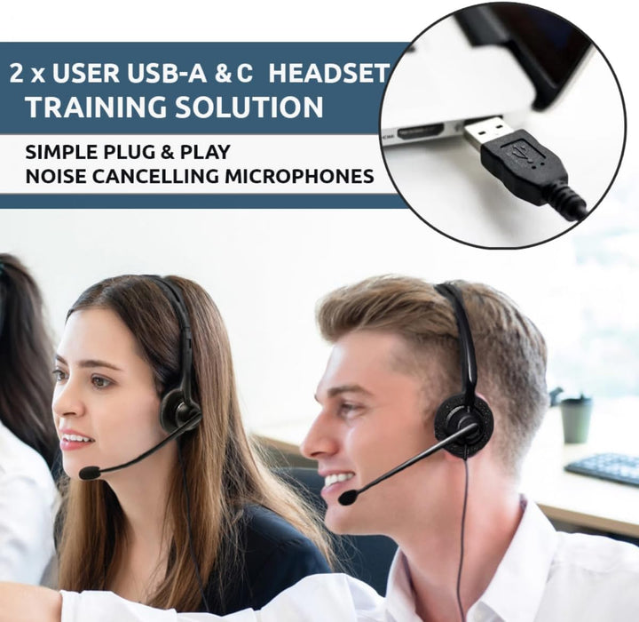 Project Telecom - USB, 2 Benutzer, binaurale Geräuschunterdrückung, Headset-Splitter, Training, Über