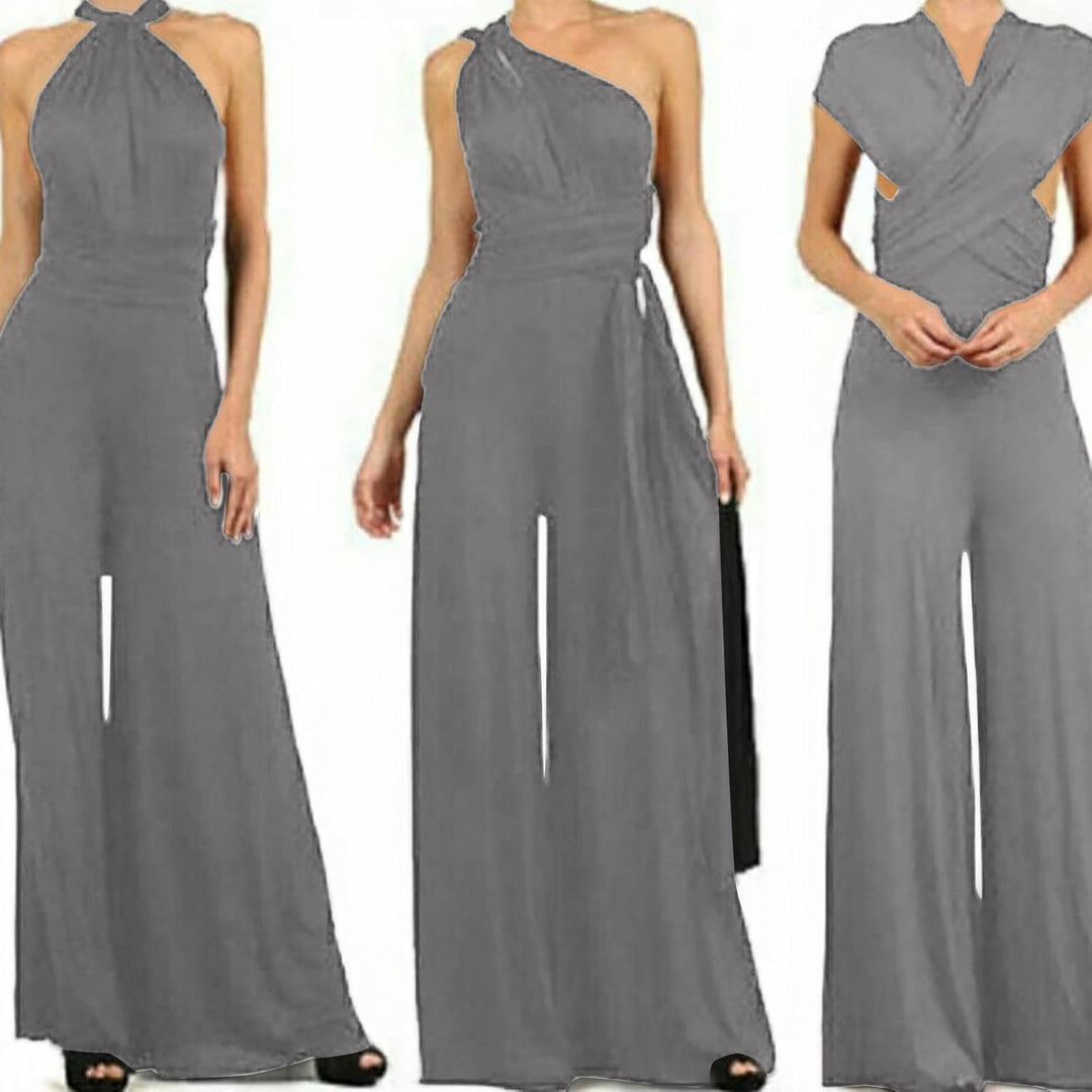 Ansenesna Jumpsuit Damen Sommer Lang Elegant Weites Bein Overall Frauen Rückenfrei V Ausschnitt Einf
