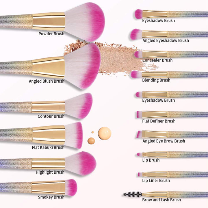 Docolor Makeup Pinsel 16 Pcs Makeup Pinsel Set Premium Synthetische Pulver Stiftung Kontur erröten C
