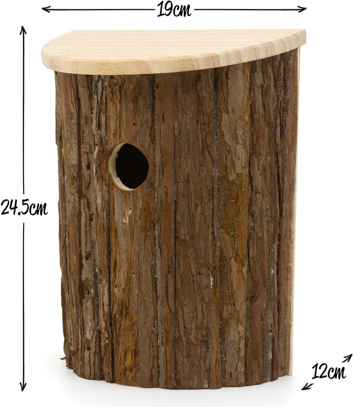 CKB LTD Vogelhaus Nistkasten aus natürlicher Rinde, Holz, einfacher Zugriff, rustikaler Nistkasten m