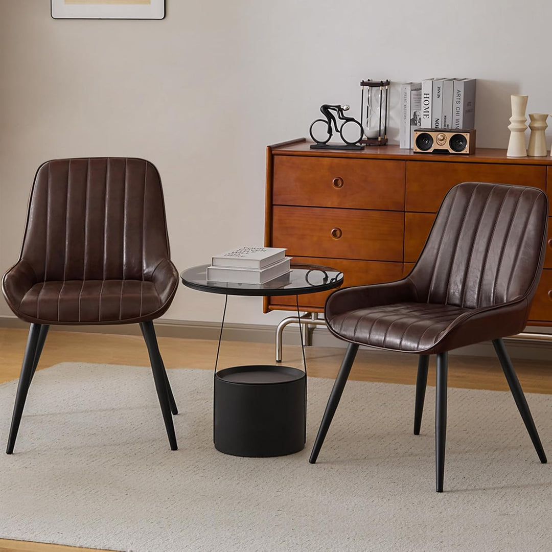 Lestarain 2 Stücke Esszimmerstuhl, Retro Küchenstuhl Wohnzimmerstuhl Sitzfläche Aus PU Retrostuhl mi