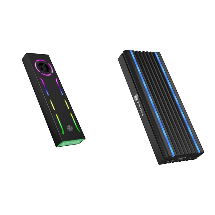 ICY BOX Type-C Gen 2 zu PCIe NVMe M.2 Gaming Gehäuse & SSD M.2 NVMe Gehäuse mit RGB LED Beleuchtung,