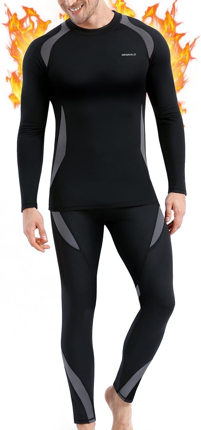BENNALD Thermounterwäsche Herren, Skiunterwäsche Winter Thermowäsche Set Funktionsunterwäsche Warm W