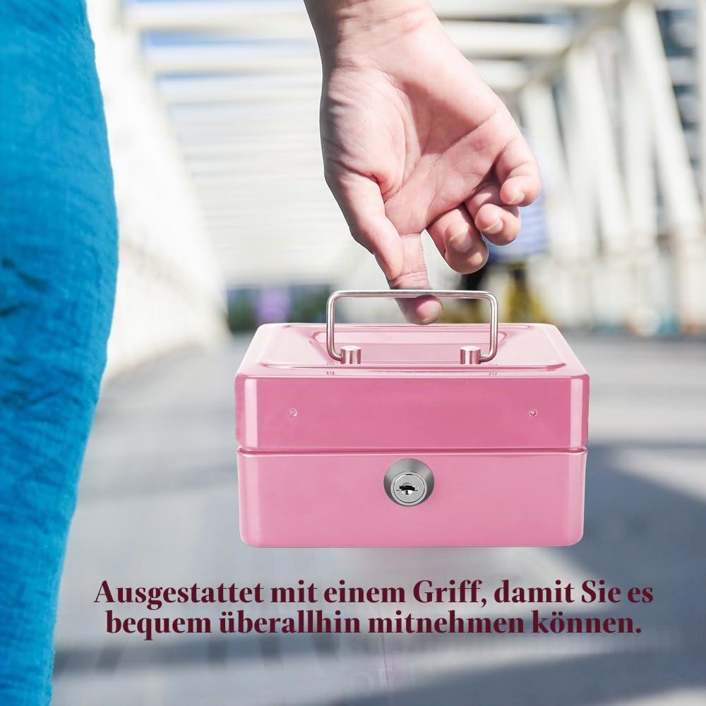 MOUMOUTEN Mini Safe Tresor, Tresor für Zuhause, Tragbares Abschliessbares Bargeld Stahl mit Münztres