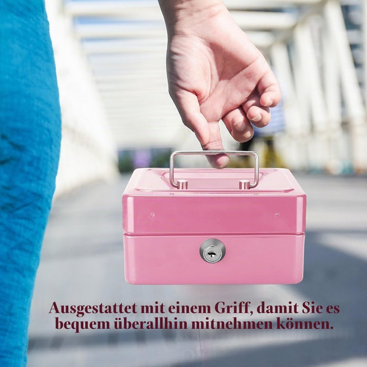 MOUMOUTEN Mini Safe Tresor, Tresor für Zuhause, Tragbares Abschliessbares Bargeld Stahl mit Münztres