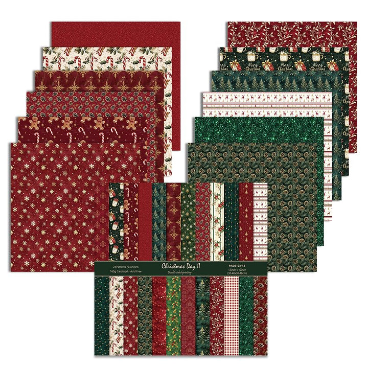 Scrapbook Papier, 24 Blätter Weihnachten Musterpapier, 24 Designs Doppelseitiges Bastelpapier, Motiv