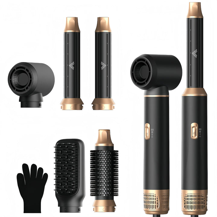 Hairstyler 5 in 1 Airstyler Haarstyler mit Luft Lockenstab Föhn Thermal Brush Glättbürste Set, Multi