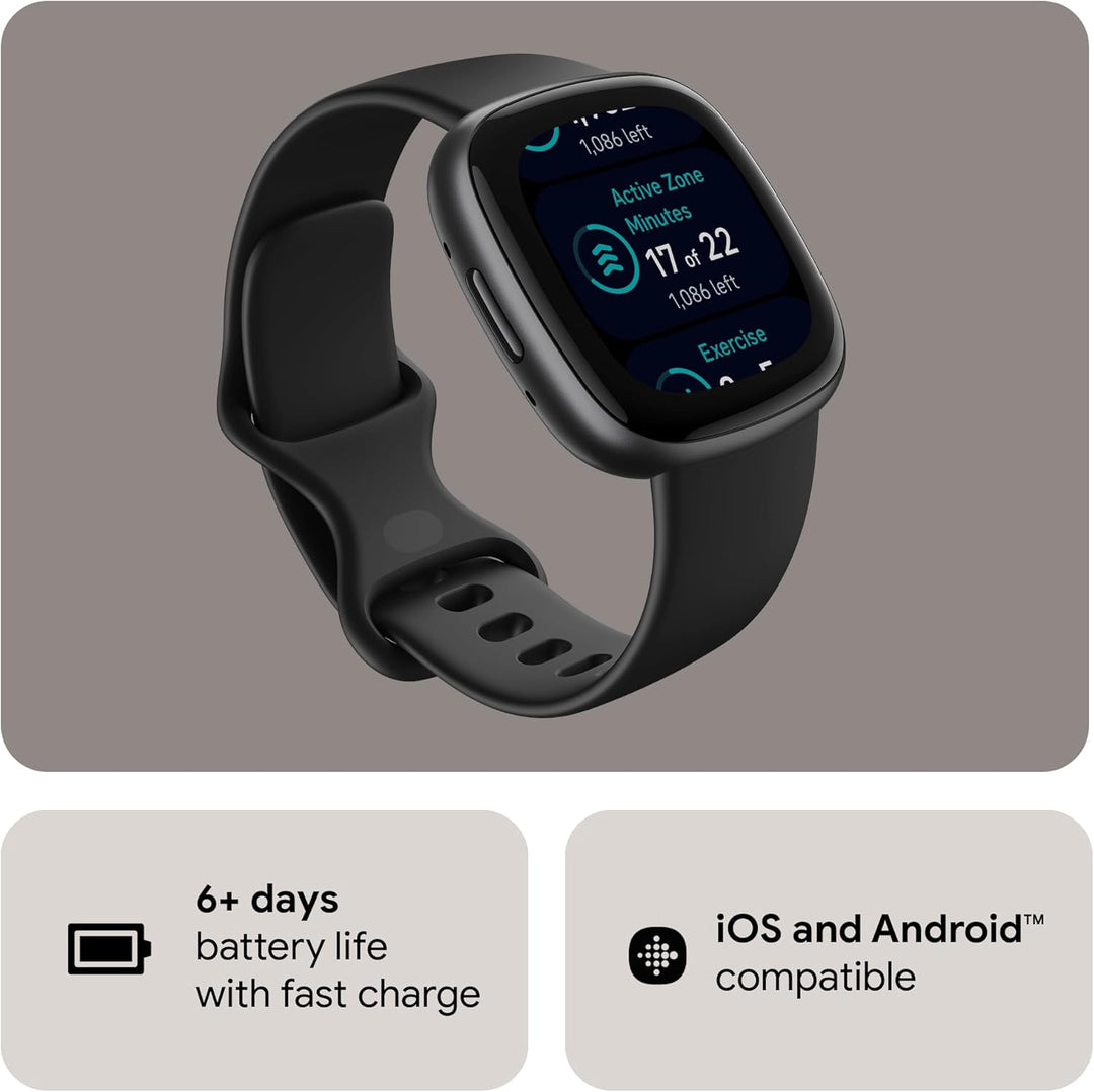 Fitbit Versa 4 Bundle (with Sports Band) Fitness Smartwatch with Built-in GPS and up to 6 Days Batte