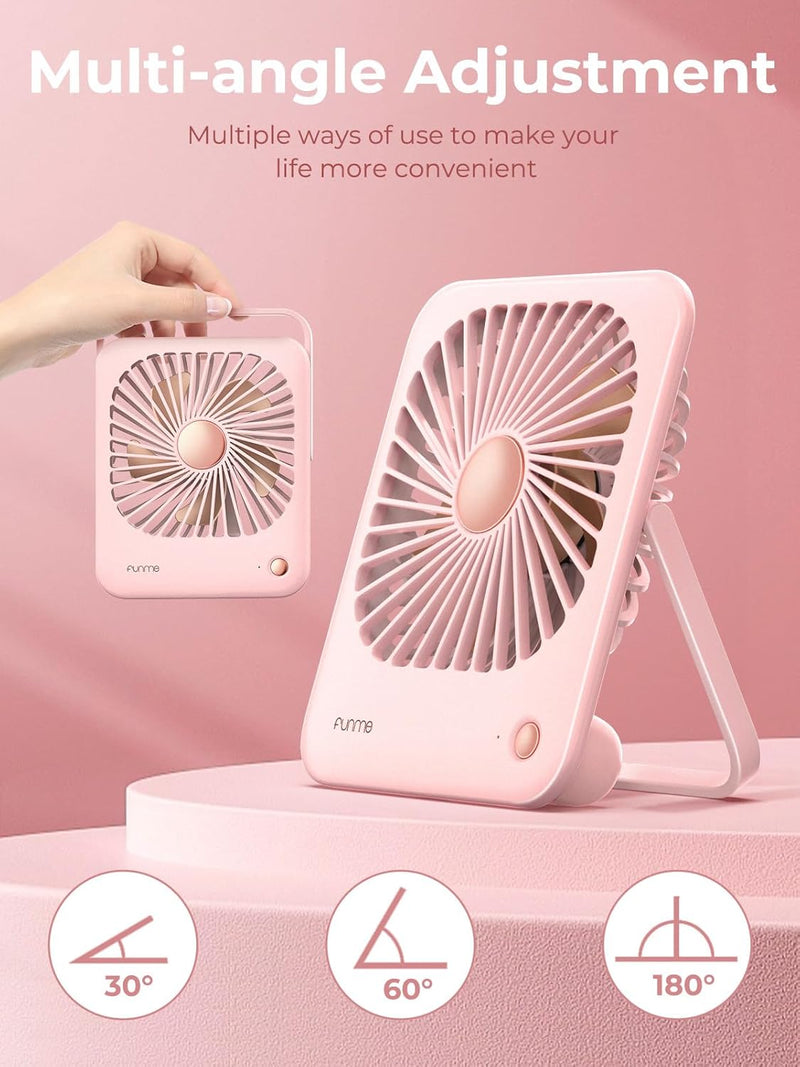 Funme Tischventilator Batterie USB Ventilator 3000 Akku Ultra Leise 20dB Klein Tragbarer Ventilator