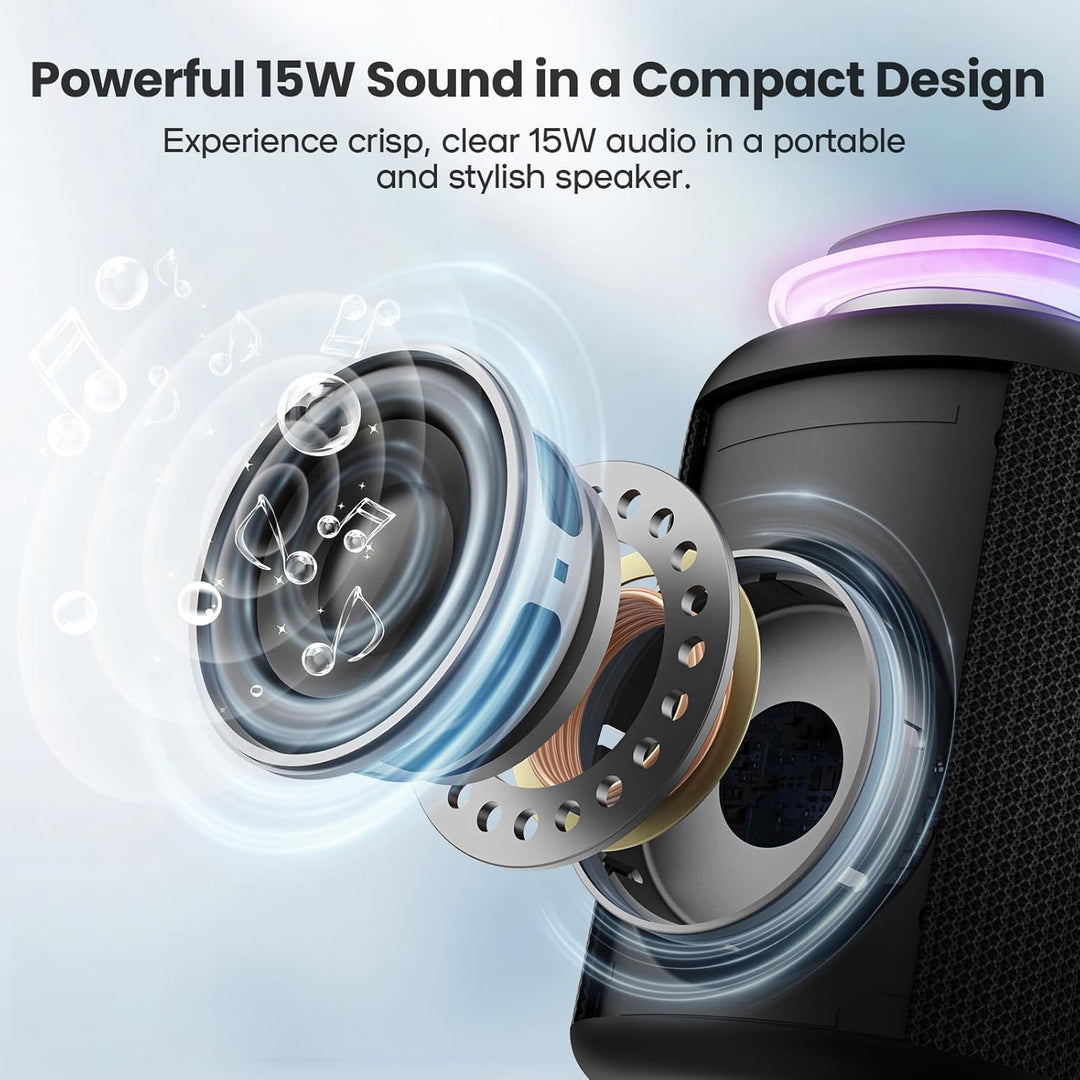 Deeyaple A46 Bluetooth-Lautsprecher Bluetooth 5.3, Surround-Sound, kompakt und tragbar, 10 Stunden A