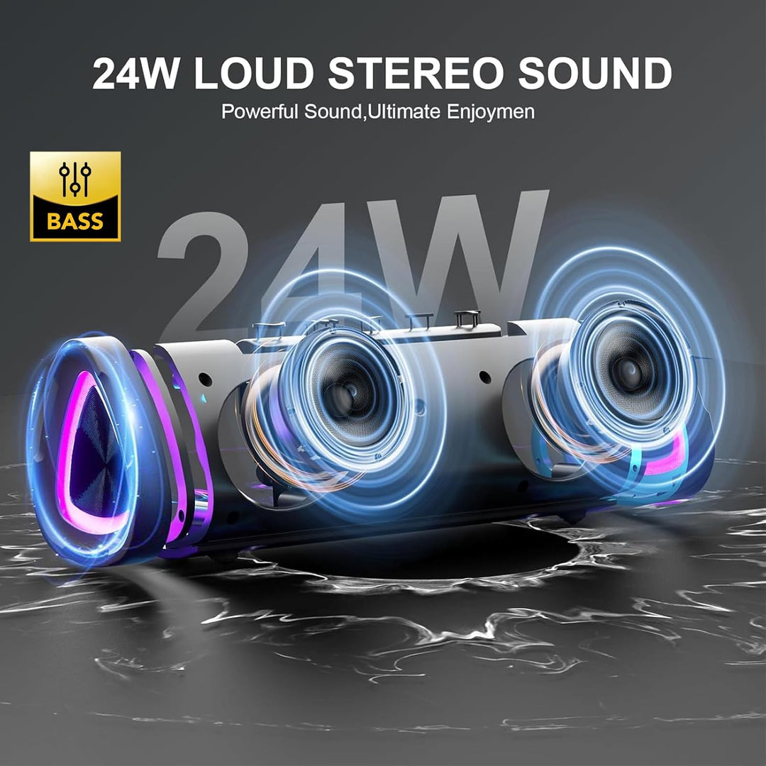 aowoka Bluetooth Lautsprecher mit Licht, 2026 Musikbox Tragbarer Box, Bluetooth 5.4, 30 St, Verbesse