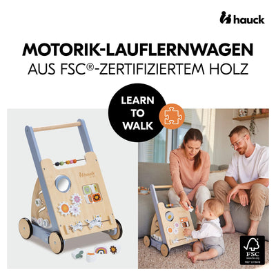 Hauck Lauflernwagen Learn to Walk mit Motorikspiele und Bremssystem, ab 12 Monaten, Lernwagen aus Ho