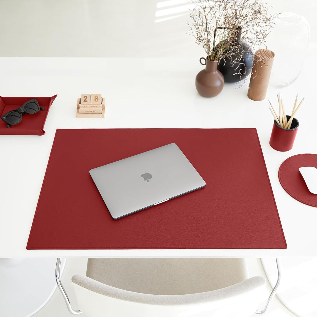 Eglooh - Iris - Taschenleerer aus echtem Leder Ferrari Rot - Schreibtisch-Organizer mit modernem Des