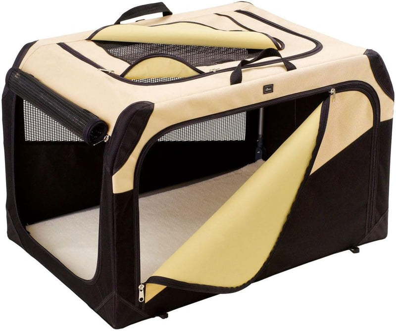 HUNTER Hundetransportbox, Autobox, strapazierfähig, zusammenklappbar, 61 x 46 x 43 cm, beige/schwarz