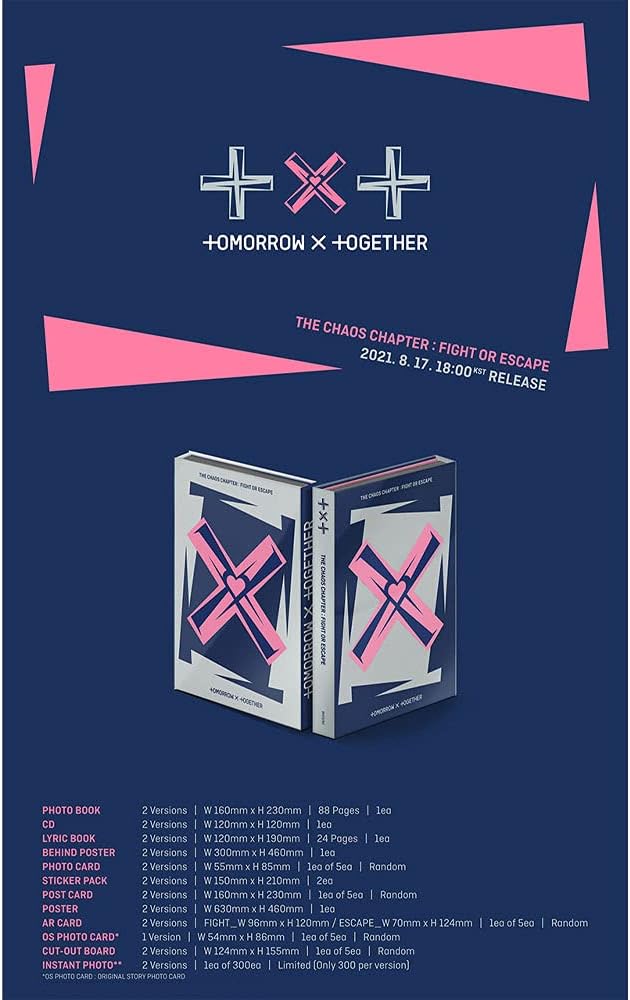 TXT The Chaos Chapter : Fight or Escape 1st Repackage Album Tomorrow X Together [+Extra Photocard an