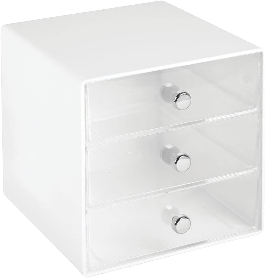 mDesign Schubladenbox aus robustem Kunststoff – praktischer Kosmetik Organizer mit drei Schubladen –