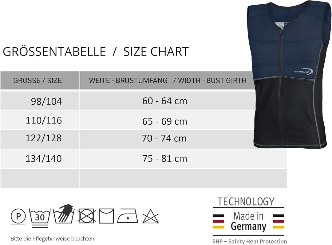E.COOLINE Powercool SX3 ShirtWeste | kühlendes Shirt für Kinder | Kühlweste zum Anziehen - mit Niere