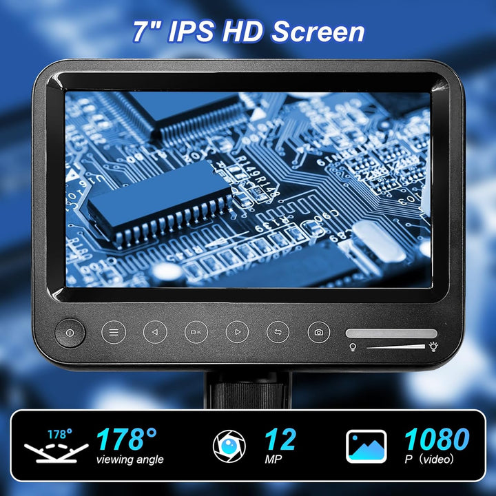 Auveach Digitales Mikroskop 7 Zoll 1600 x 12 MP 1080P Professionelles Schweissmikroskop für Erwachse
