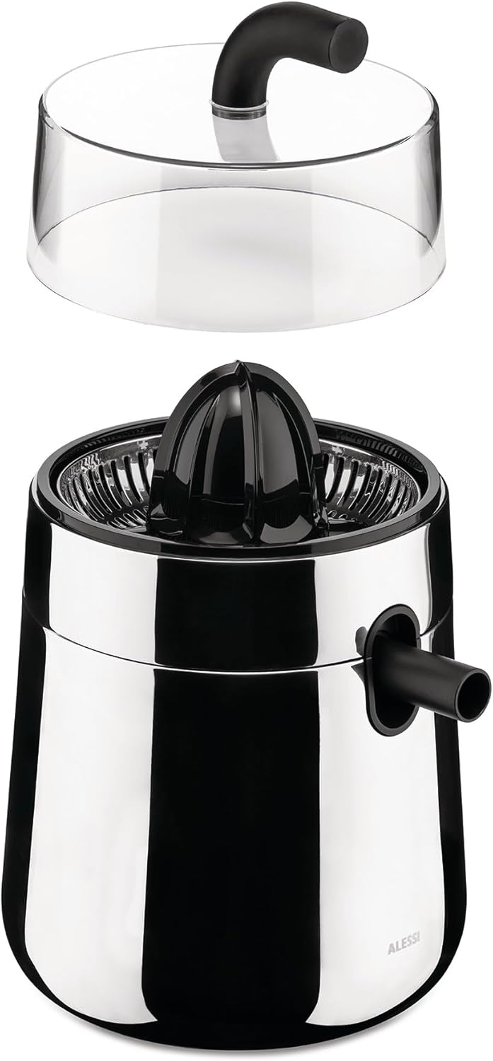 Alessi Toru NE02 B – Designer-Elektro-Zitruspresse, aus Edelstahl 18-10 und Thermoplastischem Harz,