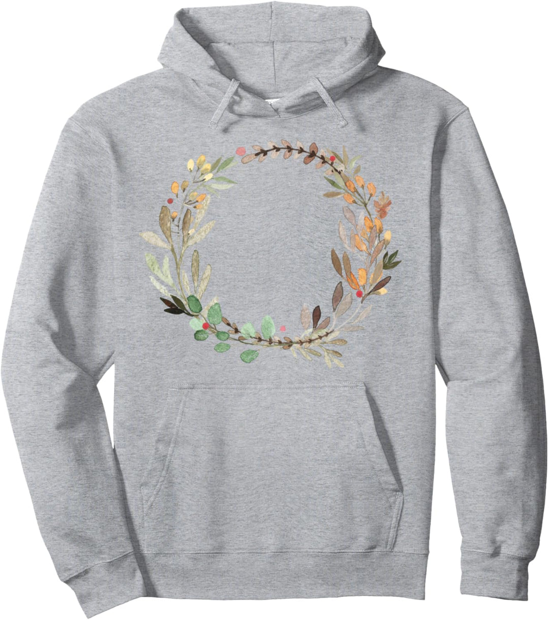 Trendy Watercolor Wreath Pullover Hoodie