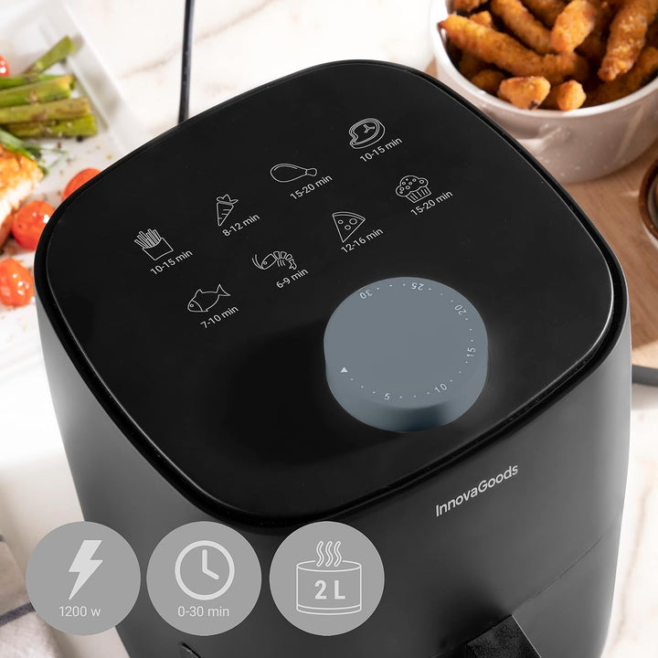 InnovaGoods - Luftfritteuse ohne Öl Fryinn Lite 2000, Schnelle 360º Heissluftzirkulation, Energieeff