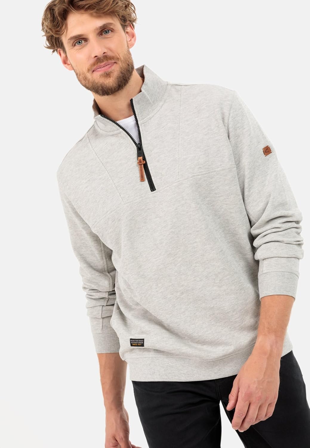 camel active Herren Pullover M Warm Light Grey Mela, M Warm Light Grey Mela