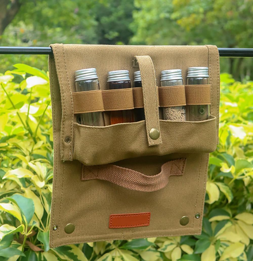 ACEXIER Outdoor Camping Tragbare Picknick Grill Gewürz Flasche Aufbewahrungstasche (Tan), Tan