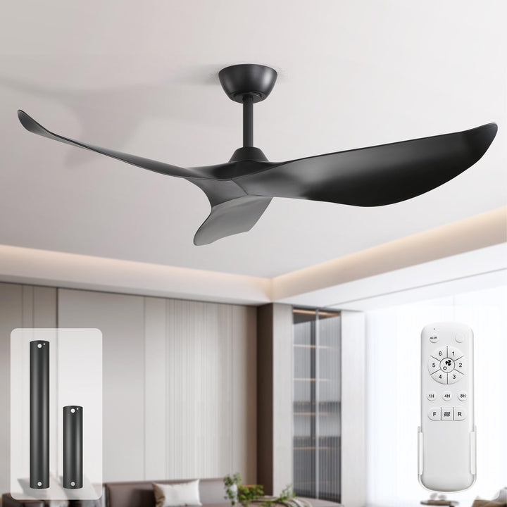 Sofucor 97cm Deckenventilator mit Fernbedienung, Leise Deckenventilator ohne Licht, DC Motor, Timer,