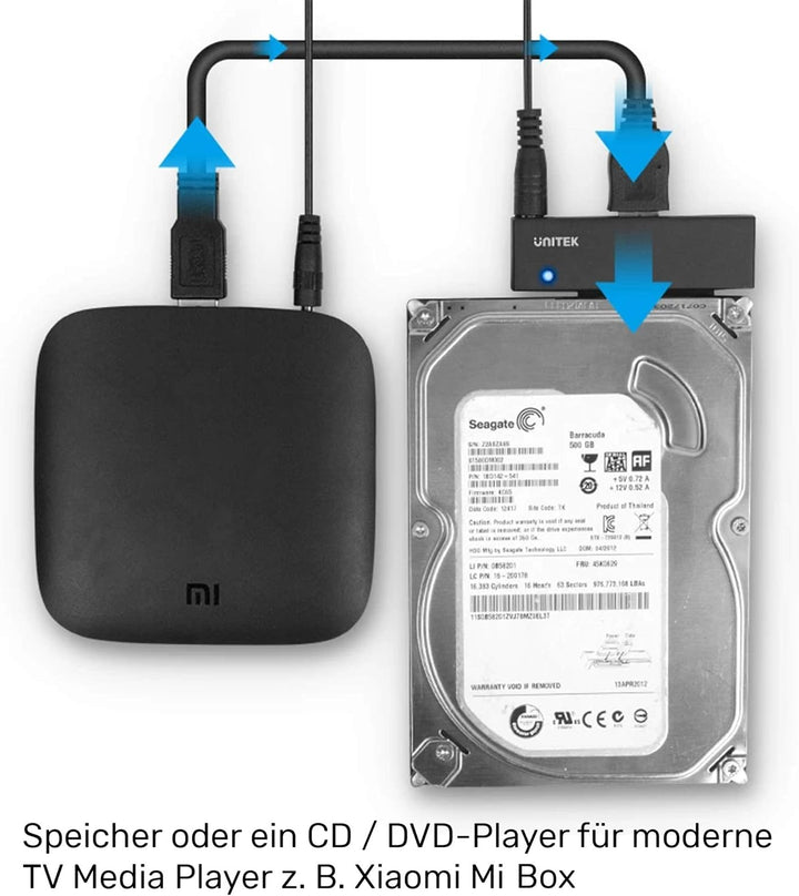 UNITEK SATA zu USB 3.0 Adapter, 6Gbps, Konverter für 2.5/3.5 HDD/SSD Festplatten und Optisches Laufw