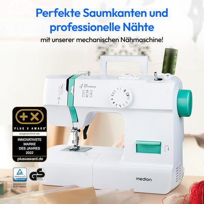 MEDION Nähmaschine SM70 (70 Watt, 12 verschiedene Stichmuster, LED-Nählicht, verstellbare Stichlänge