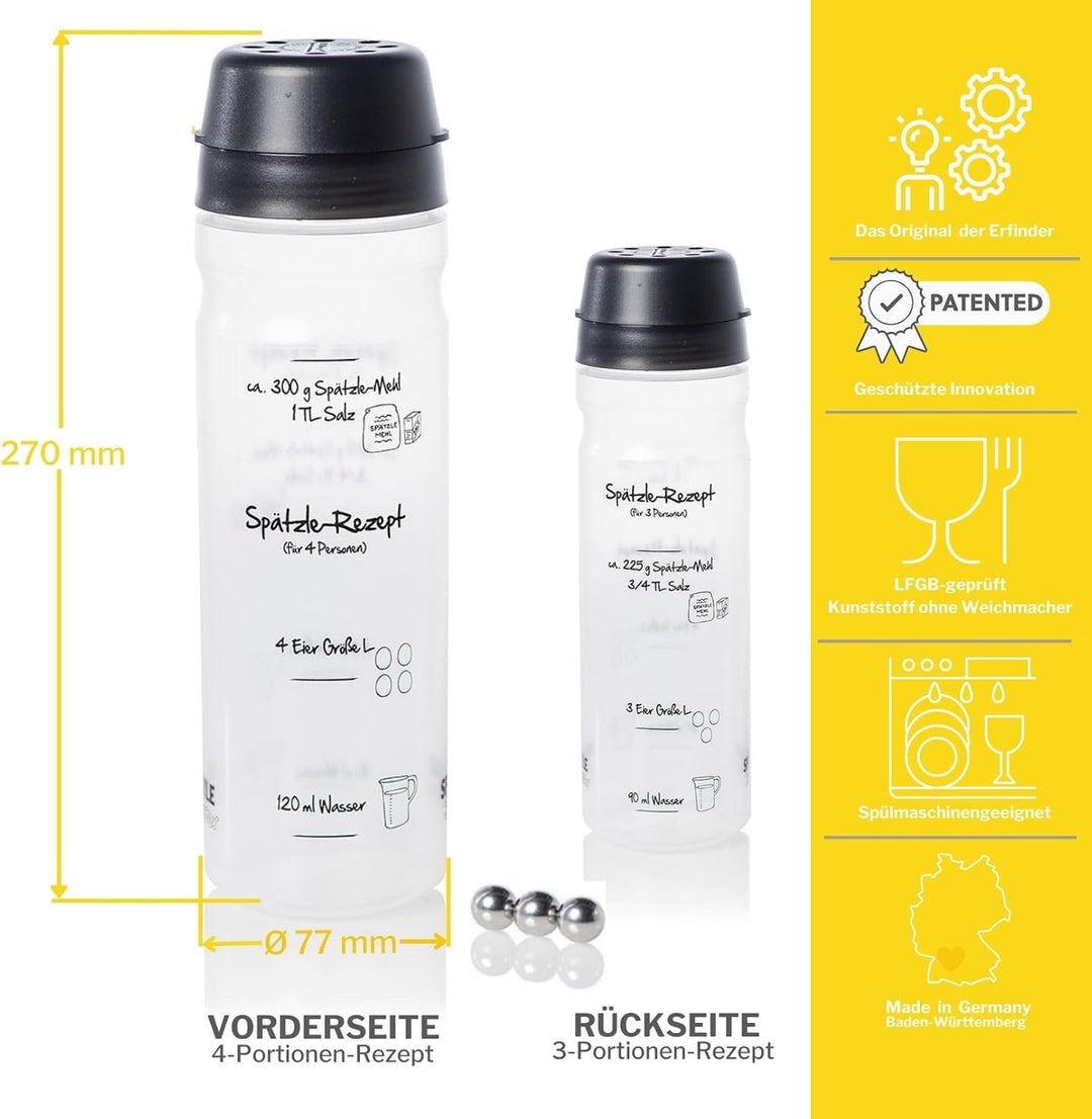 Grosses Shaker-Set (SCHWARZ) mit Butter-Shaker + 4-Portionen 2 x Kochbücher